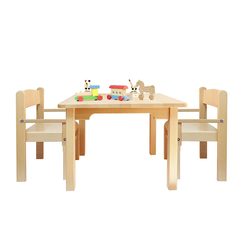 Children's Furniture Solid Beech Wood Kids Table And Chair Set Of 3