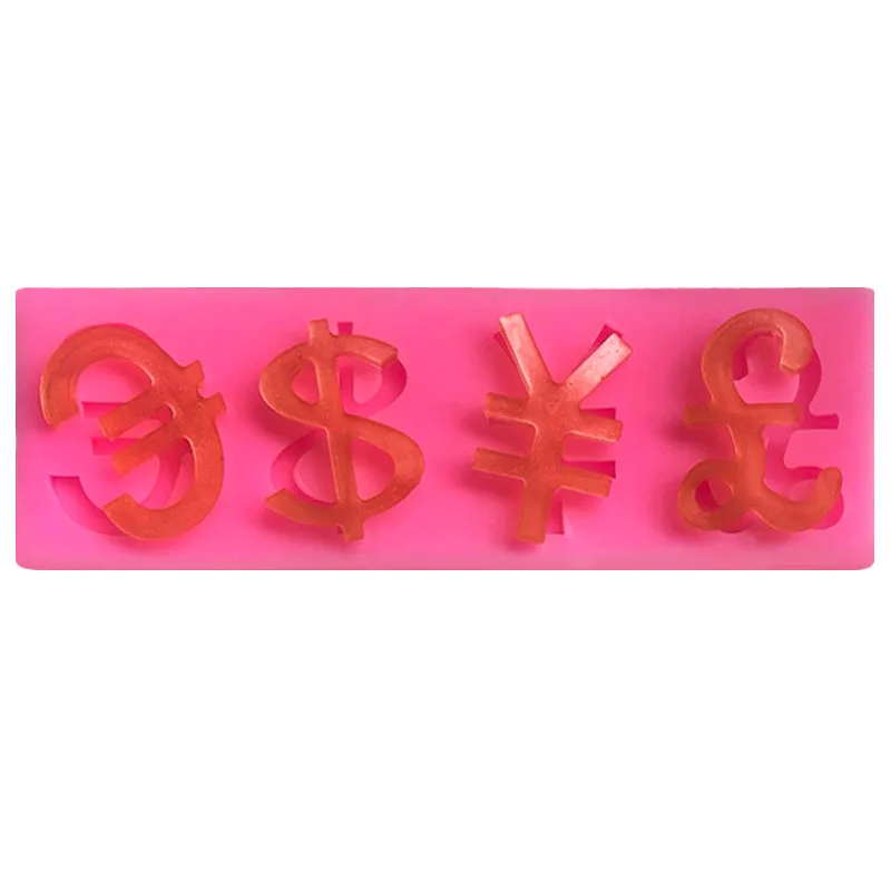

XGY-143 four different currencies money shape silicone sugar lace mould 3D Fondant mold cake tools, Pink