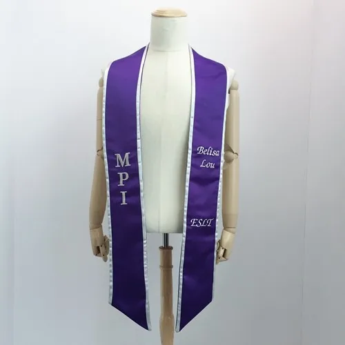 Custom Embroidered Slanted Graduation Sash With Trim Buy Graduation