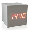 Zogift 2019 trending products desktop table clocks digital LED square alarm wooden clock with temperature display