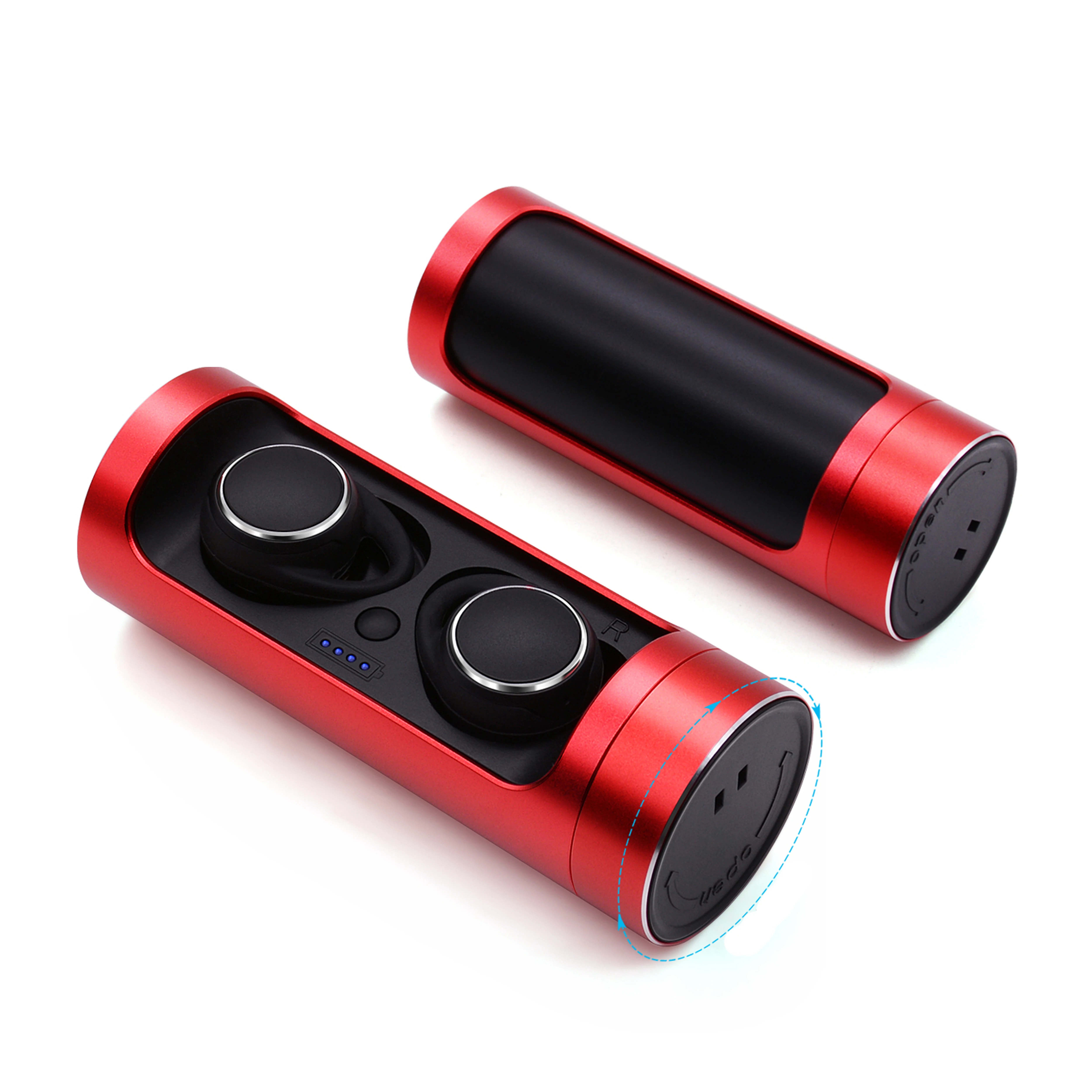 

Hot Sale high quality 5.0 TWS true wireless earphone waterproof mini earbuds with rotation charger case, Black;white;red