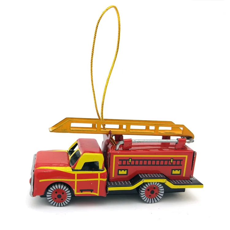 
Metal Material Fire Engine Model Tin Hanging Christmas Ornament 