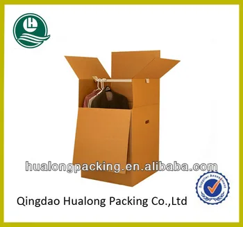 Corrugated Durable Wardrobe Boxes With Hanger Bar Buy Wardrobe