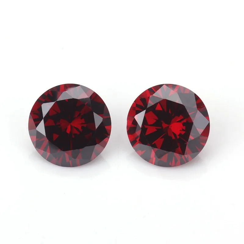 

wholesale 6.0mm round brilliant cut garnet red colorful cz loose stones