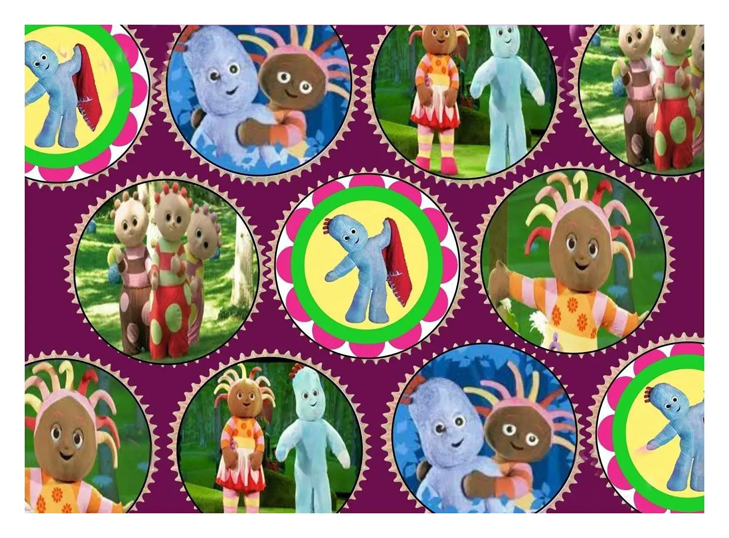 30 x IN THE NIGHT GARDEN PREMIUM CUPCAKE TOPPERS EDIBLE RICE WAFER PAPER 226