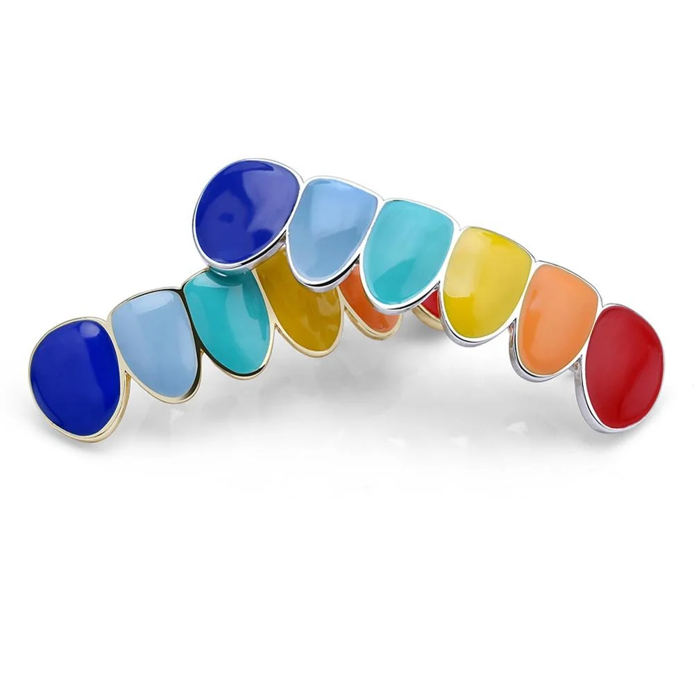 

Hip Hop 2020 New Design Teeth Grills Rainbow Gold Silver Teeth Grillz