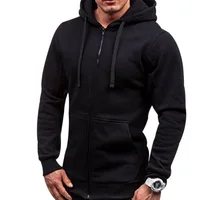 

Hot sale cheap new casual mens zip solid color hoodies
