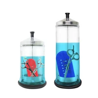 

salon professional factory offer hot sale salon sterilization jar barber disinfectant glass bottle sterilizer jar