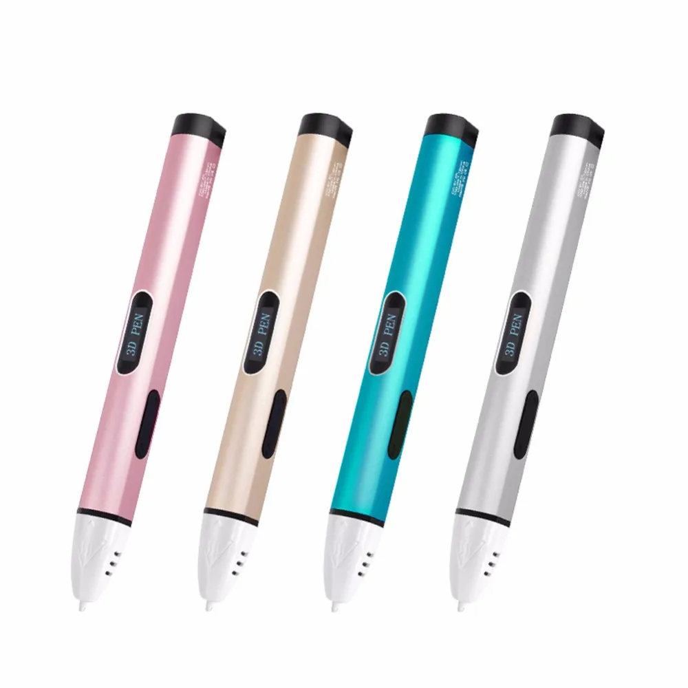 

high quality 1.75mm PCL filament 3d printer pen 3d pen with OLED screen, Gold silver pink blue