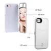 For iPhone HD mirror LED lighting case,TPU+PC shockproof make up case women for iphone 7 8 X