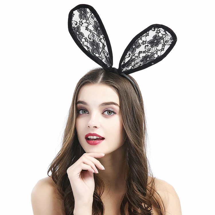 Hot Sale Fashion Lace Bunny Rabbit Ears Headband Women Sexy Halloween