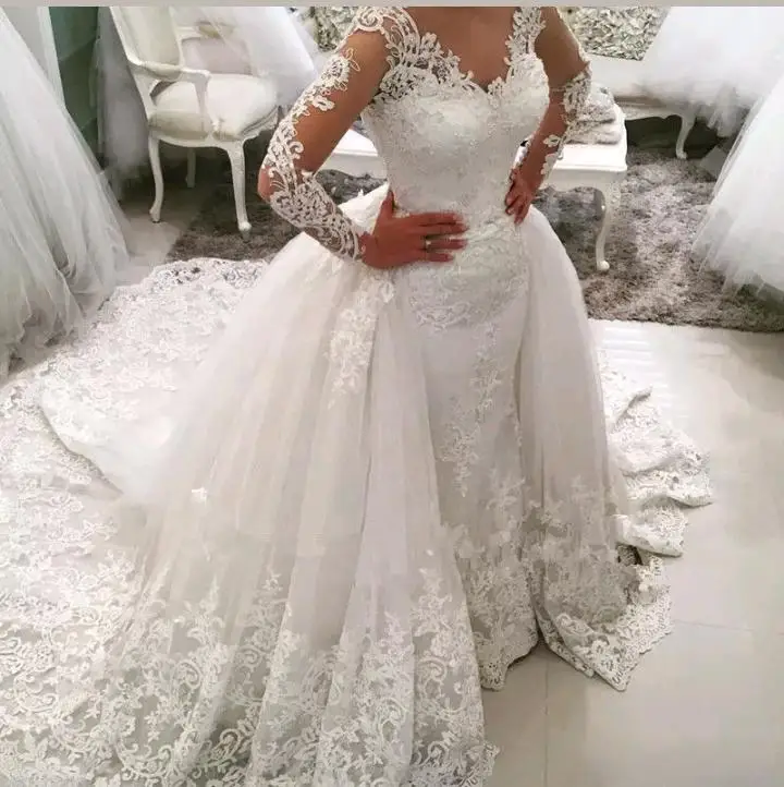 

2021 custom made wedding dress long sleeve ball gown wedding dress WD6111