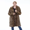 Women's Coat Leopard Animal Print Fur Overcoat Faux Fur Winter Long Coat