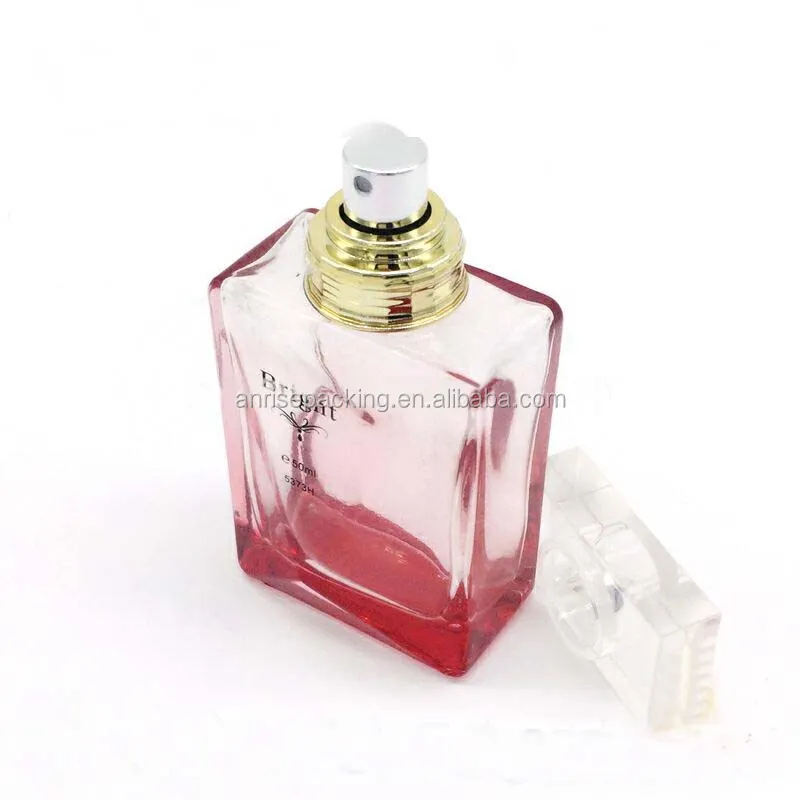 Wholesale 50ml Light Pink/blue Color Glass Perfume Bottles With Pump