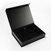OEM customize hard cardboard matte black magnetic close book shape small paper packaging gift box with cut out EVA/ Foam insert