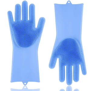 Image of 100% Silicone Eco-Friendly Scrubber Cleaning Sponge Gloves Multipurpose silicone dishwashing gloves