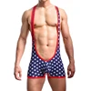 THE USA National Style Sexy Men's Suspender Jockstrap Wrestling Singlet Underwear