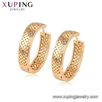 

95021 Hot sale simple design ladies jewelry promotion price 18k gold plated hollow hoop earrings