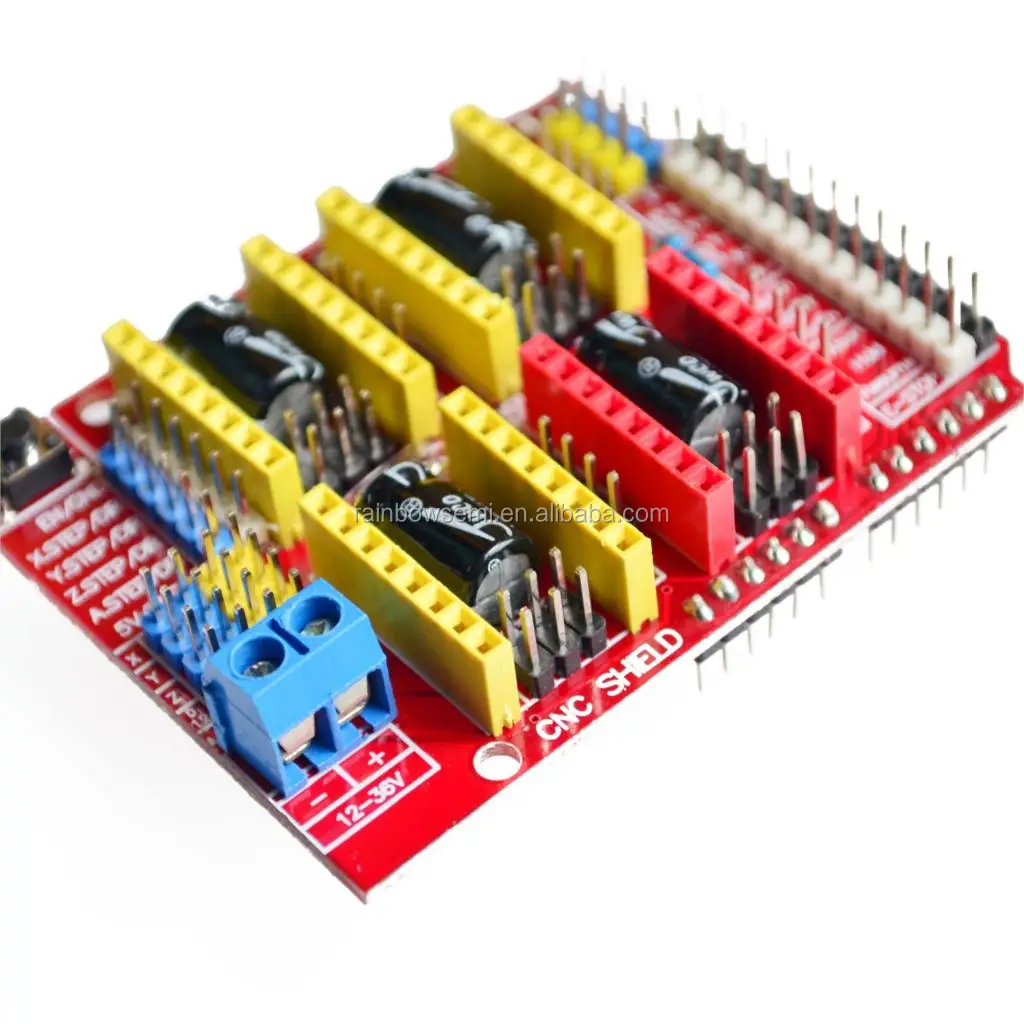 Cnc uno. Плата расширения cnc shield v4. плата расширения а4988. щит для чпу. cnc shield v3 с драйверами вид с верху.