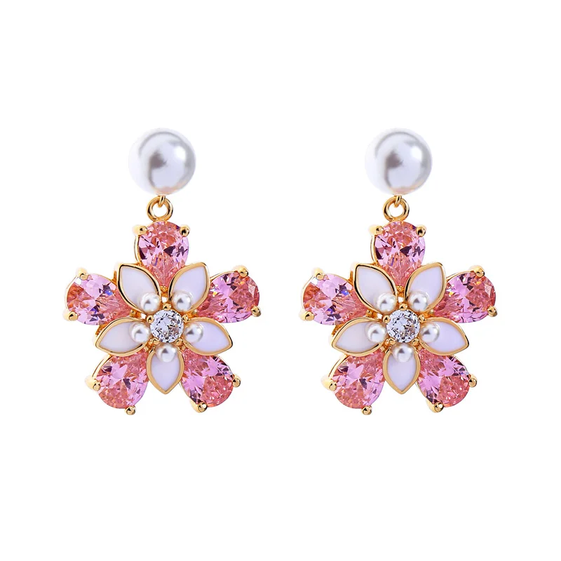 

me00160 Pink Zircon Crystal Earring 925 Silver Post Earring For Women 2019