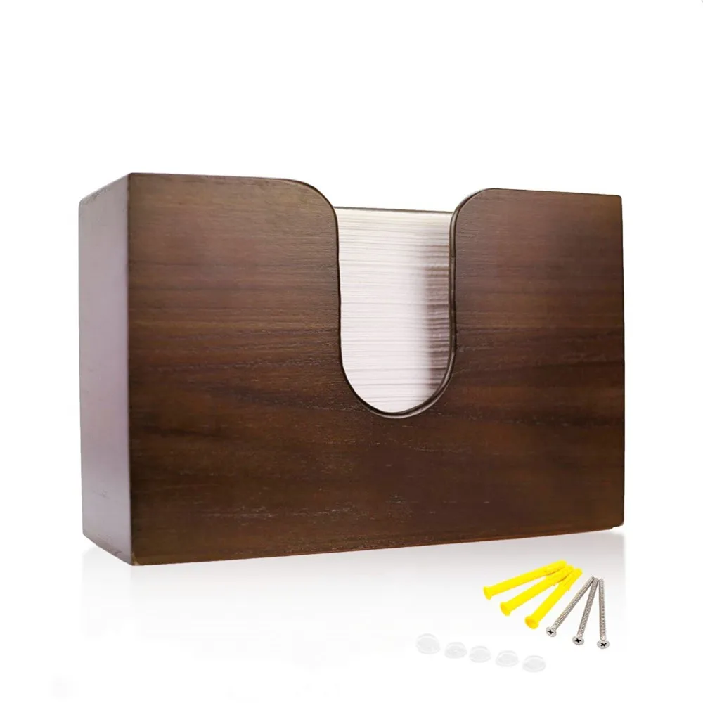 Houselin Bamboo Wood Wall Mount M C Fold Paper Towel Dispenser Holder