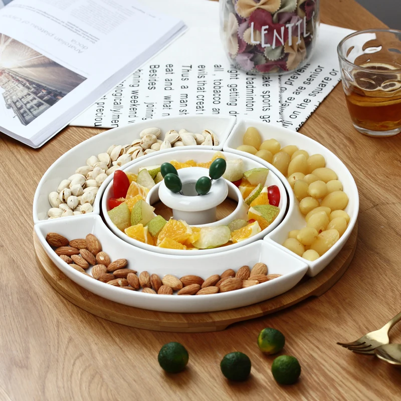 Spain decorative snack divided serve plates partition wedding ceramic dishes plate