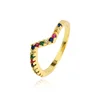 Unique 18k Gold CZ Irregular Jewelry Rainbow Ring
