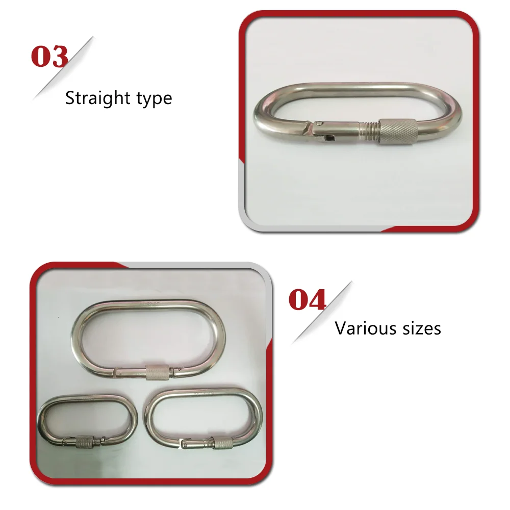 Stainless Steel 304 316 Straight Snap Hook with Screw for Camping,Outdoor