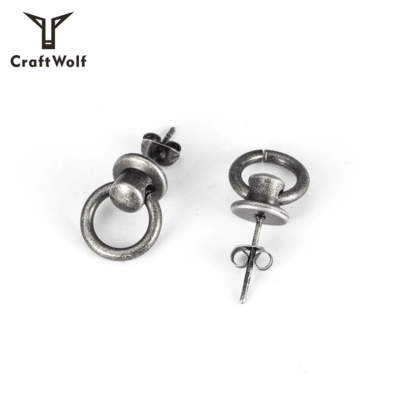 

Craft Wolf Korean Fashion Women Stainless Steel Stud Earrings, Old silver , steel