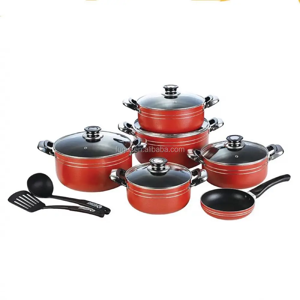9pcs Aluminum Non Stick Cookware Set 20/24/28cm Sauce Pot+28cm Wok+26cm
