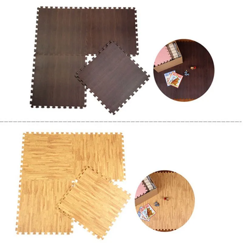 Linyiqueen Wood Grain Eva Foam Interlocking Puzzle Floor Mat Foam Floor