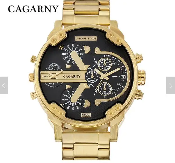 

Hot Sale Mens Big Dial Quartz Analog Watches CAGARNY Brand Stainless Steel Wrist Watches