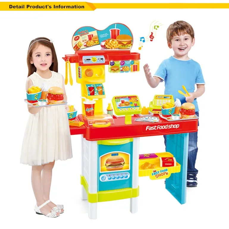 Smart Happy Pretend Kitchen Shop Toy Set With Led Billboard/rc Dining