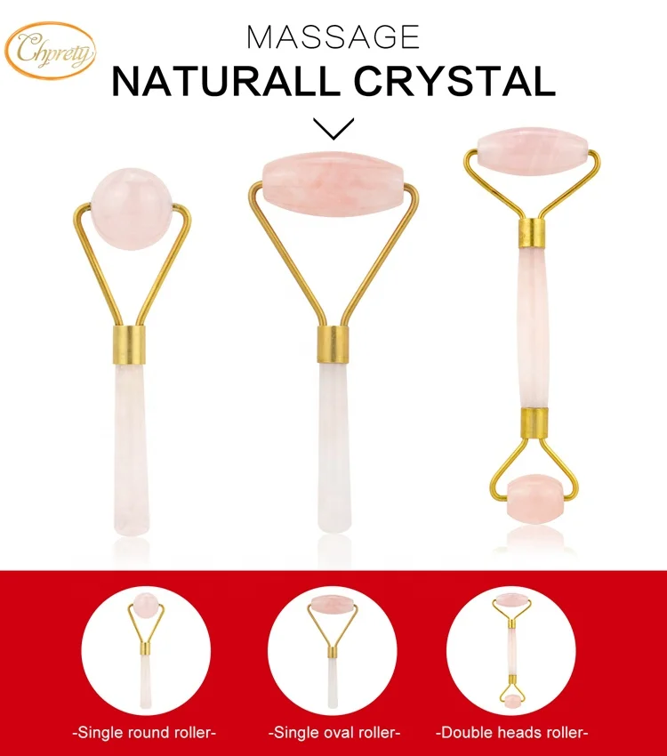 Wholesale factory directly sell Massage Anti-Aging Facial Tool natural rose quartz Crystal jade Roller for face and body
