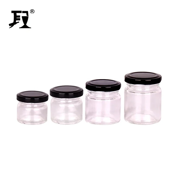 

Free sample cylinder jam glass jar with metal cap 80ml honey jars