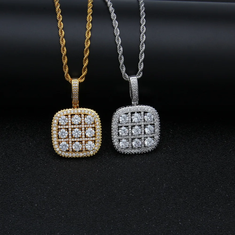 

2019 Top wholesale outlet Square shape women small hiphop pendant Elegant mini size iced out shiny daily hip hop pendant Jewelry, Gold, silver