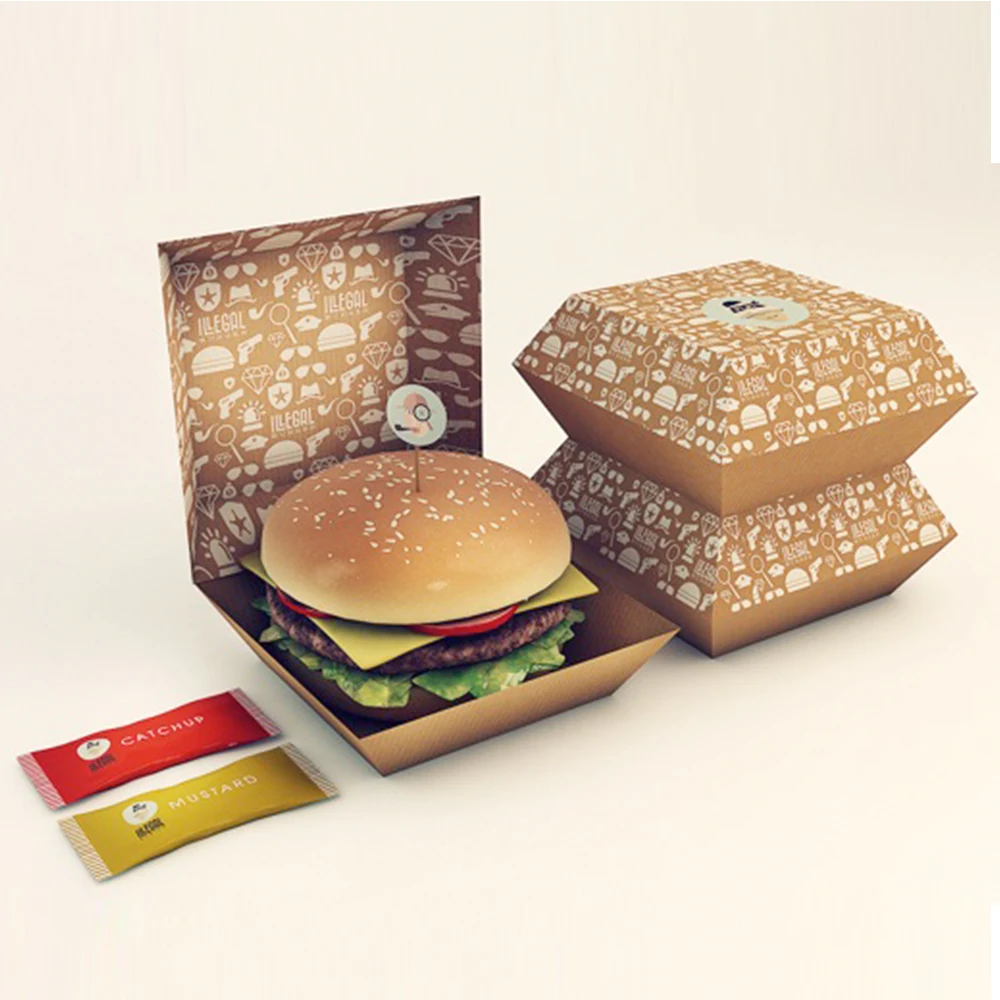 Custom Fast Food Fried Chicken Burger Box Hamburger Packaging - Buy ...