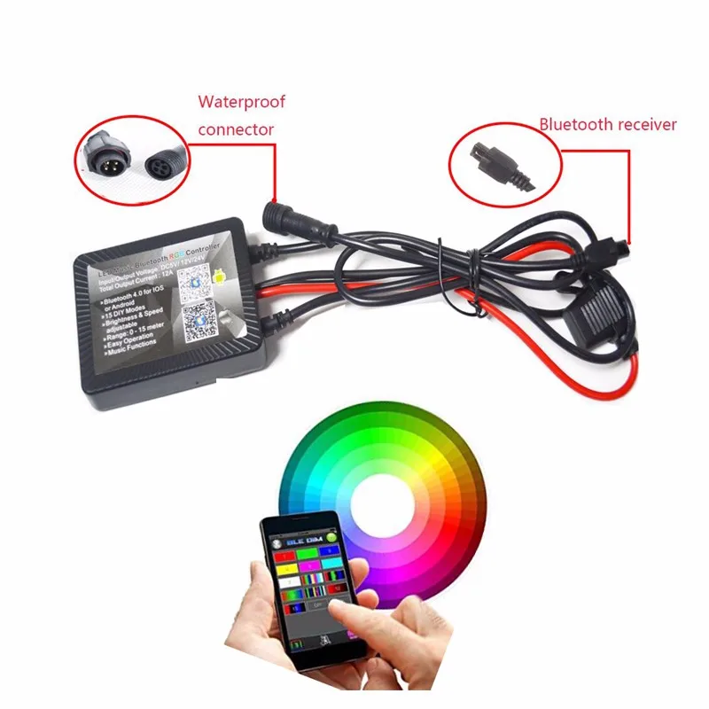 Car Motorcycle RGB Color LED Blue-tooth Controller with RF Remote Strip Light Multi-Color CONTROLLER