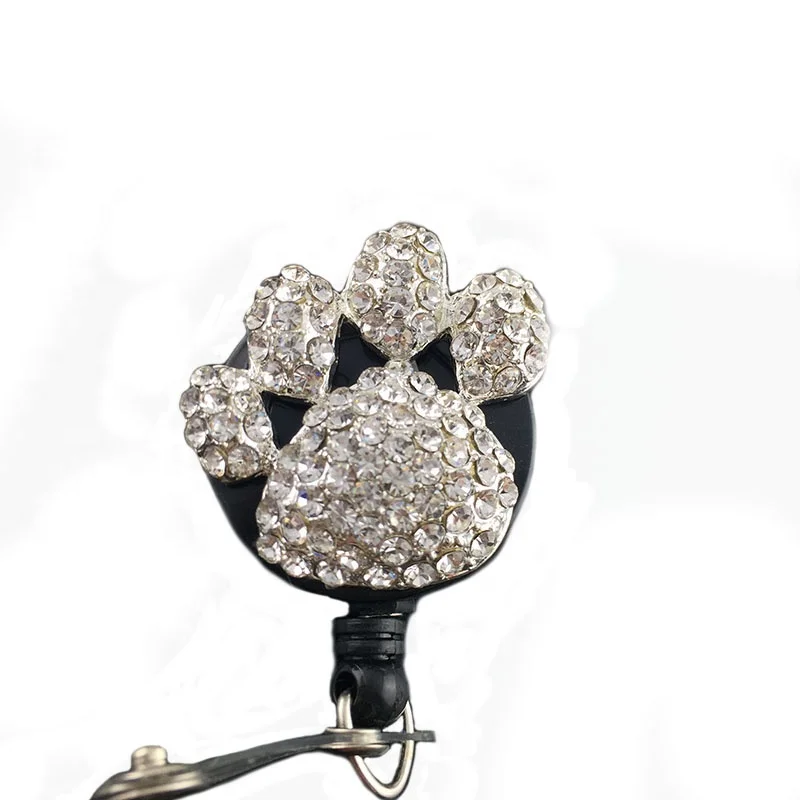 

Wholesale Rhinestone Dog Footprint Retractable ID Badge Holder Reel For Dog Lovers, All kinds of color