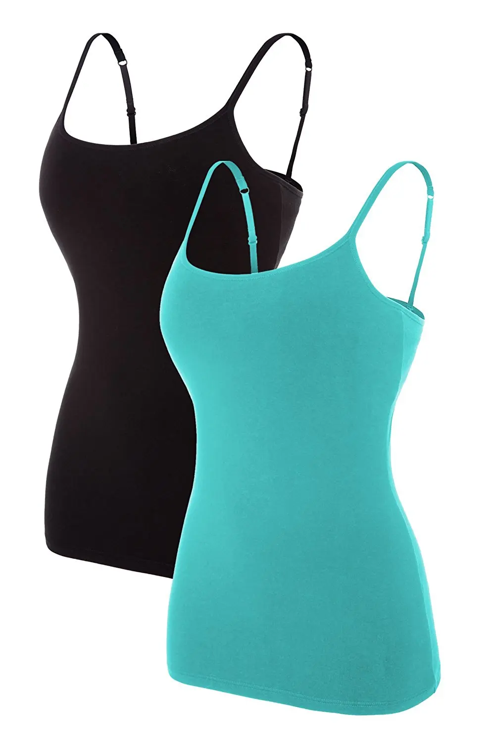 Sociala Women's Shelf Bra Camisole Active Basic Cami Cotton Tanks Top Pack of 2
