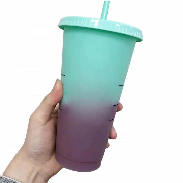 

2019 New Product 20oz Reusable Custom Plastic Color Changing Cold Cup Tumblers with Lids and Straws