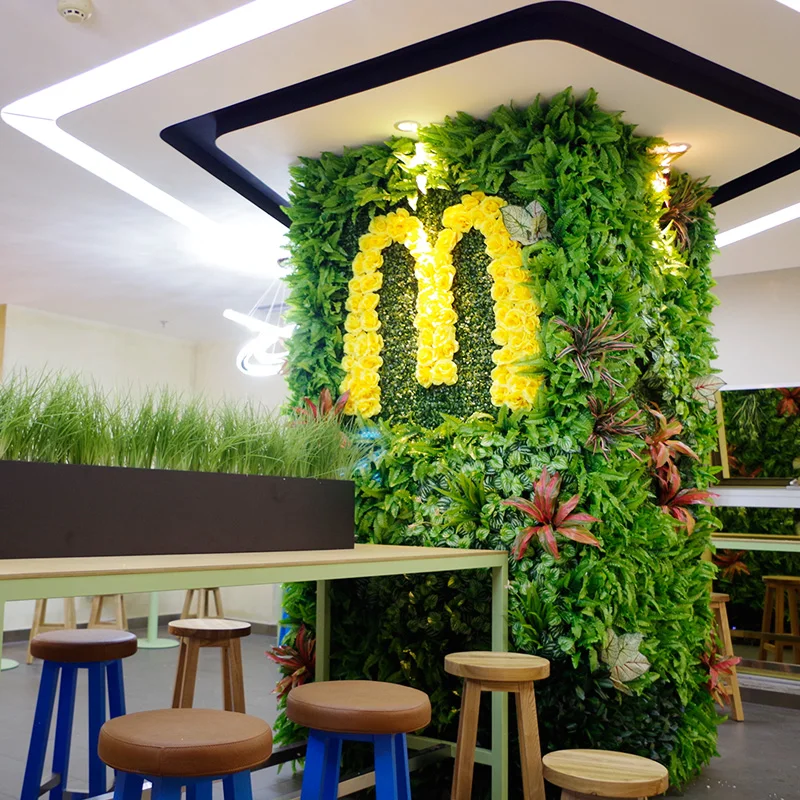 Vertical Artificial Green Plants Wall Indoor Plant Use For Coffee Shop