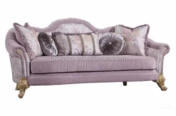 Purple On Tufted Sofa Elegant Wood Carved Living Room Furniture Set British Style Retro View Clic