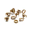 2019 fashion rings set jewelry women vintage 10pcs/set gold finger rings with gem