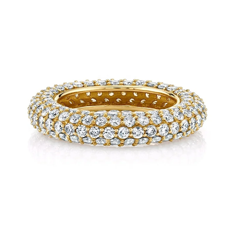 

Gemnel 925 sterling silver 18k gold plated micro pave CZ eternity wedding band ring
