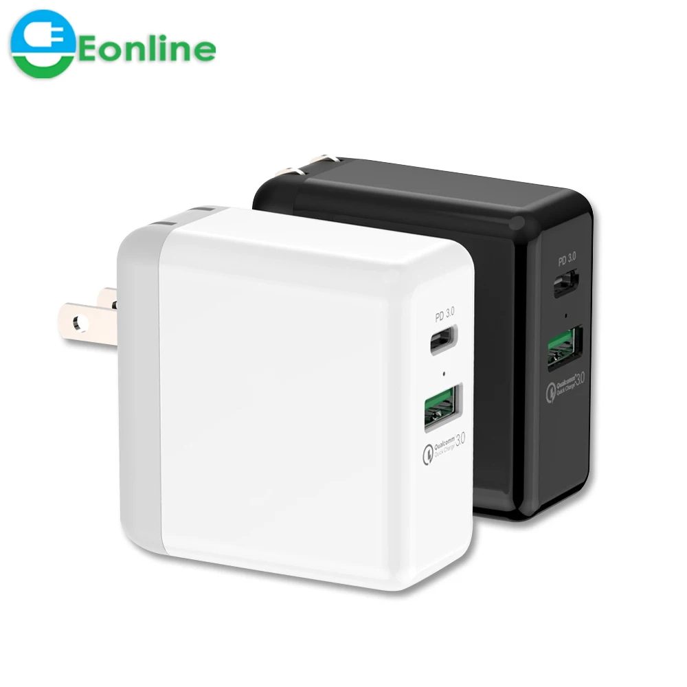 

CE/FCC PD 3.0 Fast Charge Charger 36W Usb C Quick Charger QC 3.0 Mobile Travel Adaptor for iPhone Huawei Type-c Android, White;black;gray