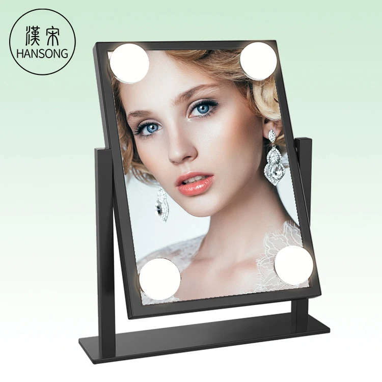 

Hollywood Lighted Vanity Mirror with 4 LED Bulbs and Touch Control Design, Makeup Compact Mirrors Wholesale, White/black/silver