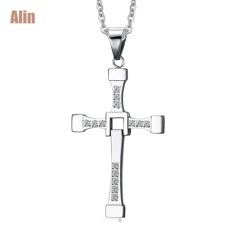 

Fashion jewelry movie the Fast and Furious cross pendant men necklace stainless steel wholesale