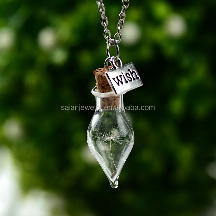 drip glass wish bottle pendant  (2)