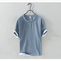 

China hemp clothing manufacturers wholesale o - neck WASHED 100% pure hemp/linen t-shirts,Customizable logo